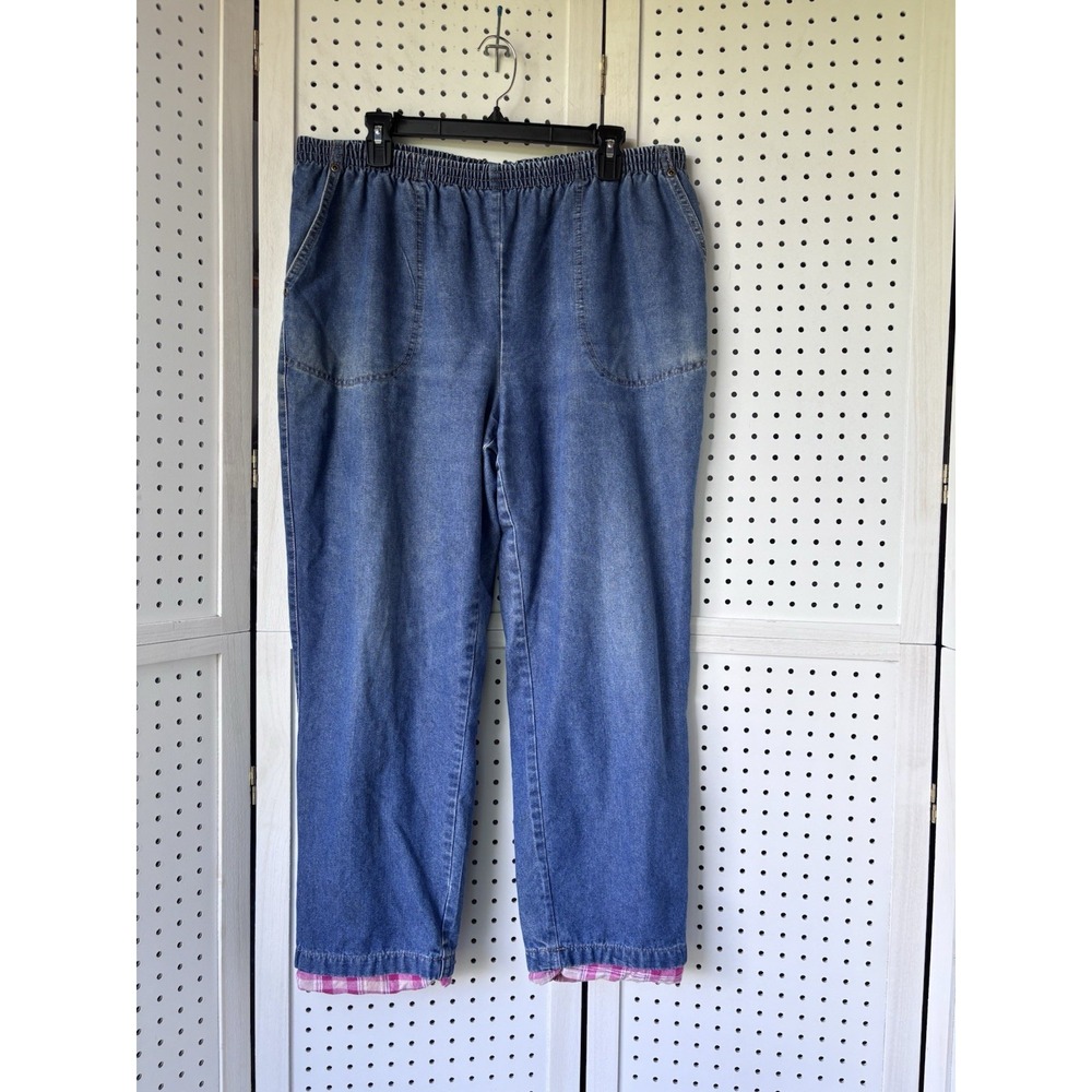 Americas Sweetheart Flannel Lined Pull On Elastic Waist Denim Jeans Womens 18